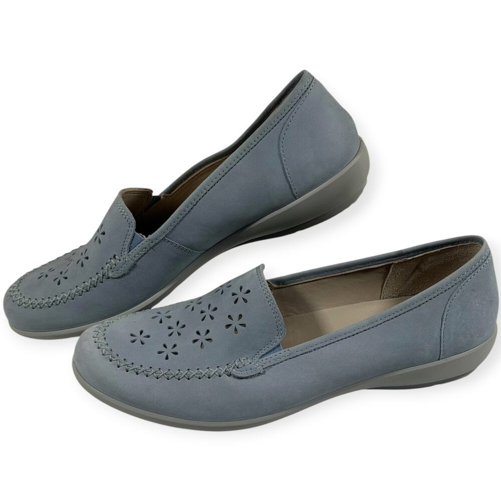 Hotter Jazz Slip-On Loafer, Blue-Gray, Perforated, Leather, Women's 10